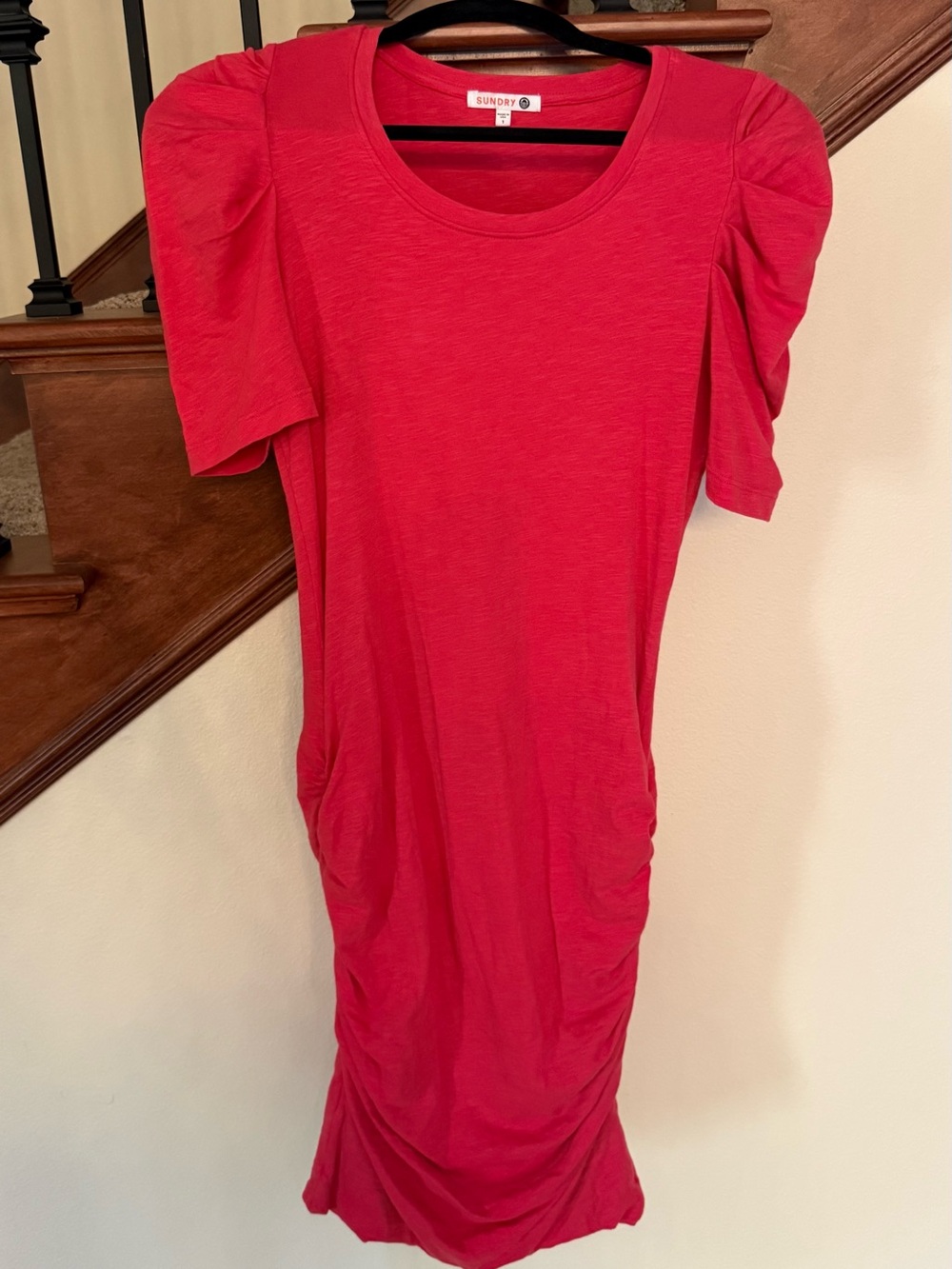 Sundry Bright Pink Puff Sleeve Tunic